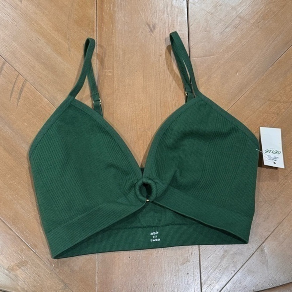 Aerie Hunter Green Ribbed Bralette
